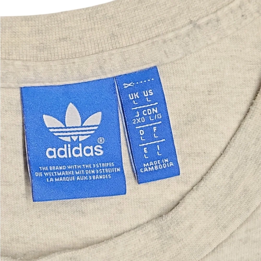 Adidas T Shirt Mens Medium Gray Logo Casual‎ Cotton Short Sleeve * Size:Large